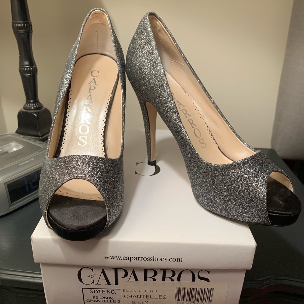Caparros Black Glitter Platform Pump - image 1